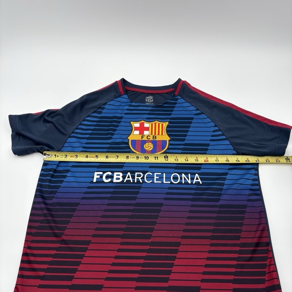 HKY FC Barcelona Mens Large Training Soccer Jersey Blue Red Short Sleeve - Picture 3 of 14